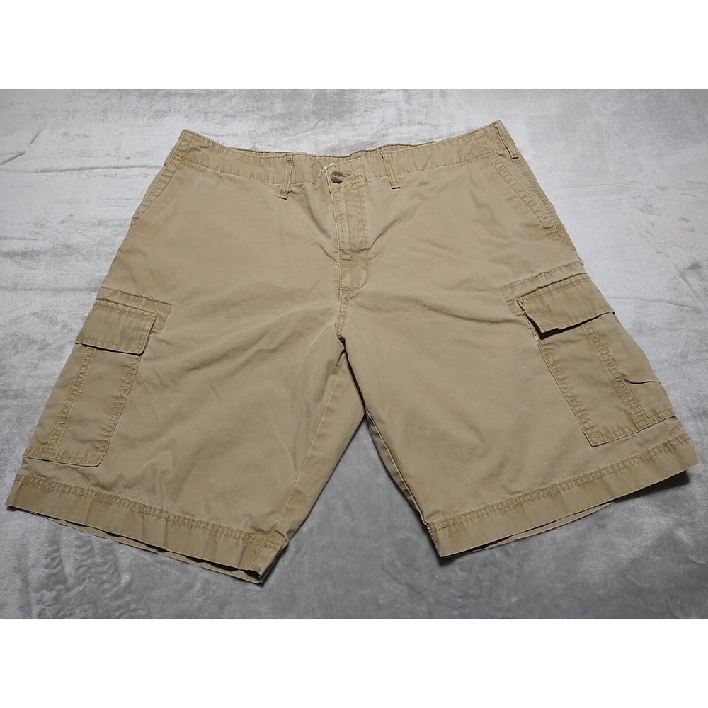 Eddie Bauer Cargo Shorts Men W42 L10 Tan Outdoors Cotton Hiking Comfort Pockets